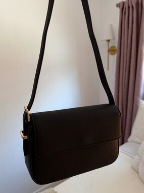 a new day Black Textured Shoulder Bag with Gold Hardware